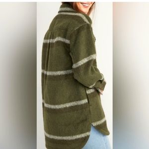 Green striped shacket size Large